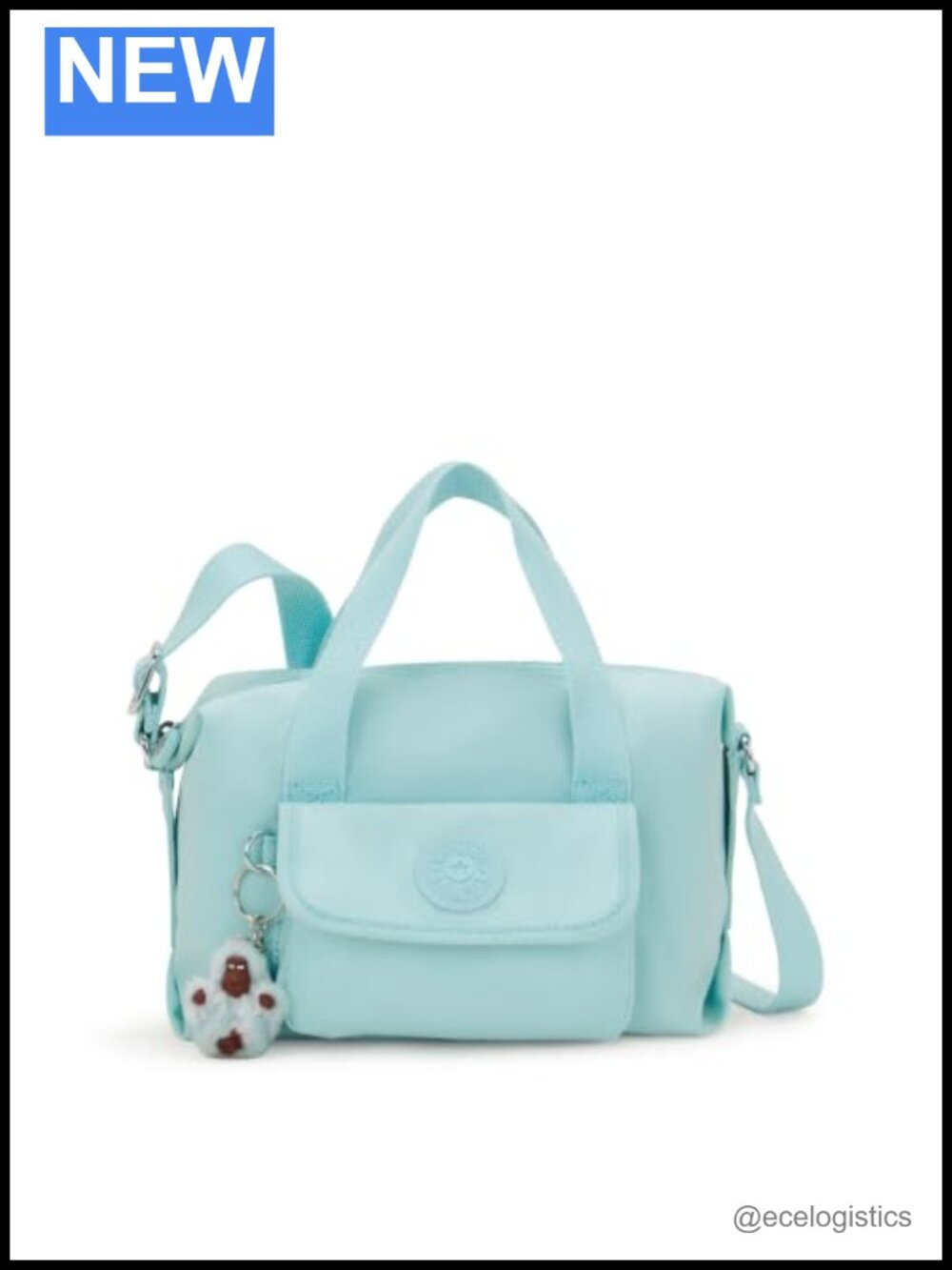 Kipling Brynne Handbag Nylon Crossbody Shoulder Bag Monkey Keychain Adjustable